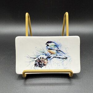 Dean Crouser Watercolor Ceramic Bird Soap Dish